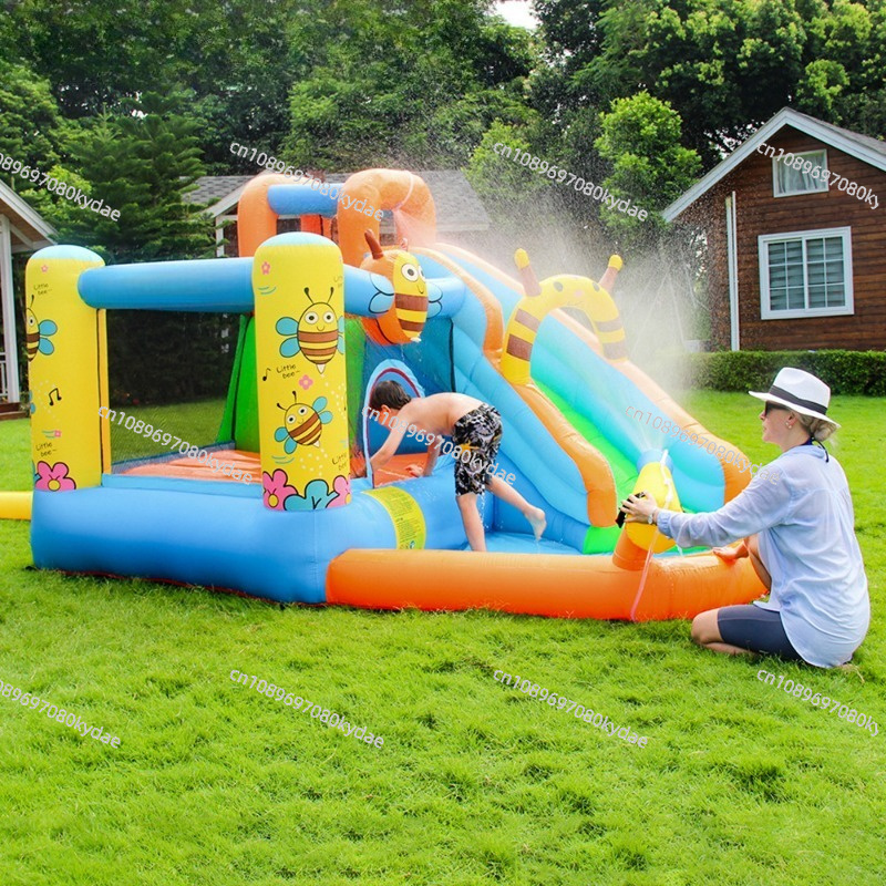 Kids Outdoor Jumping Castle - Castelo Inflável com Escorregador Aquático, Trampolim