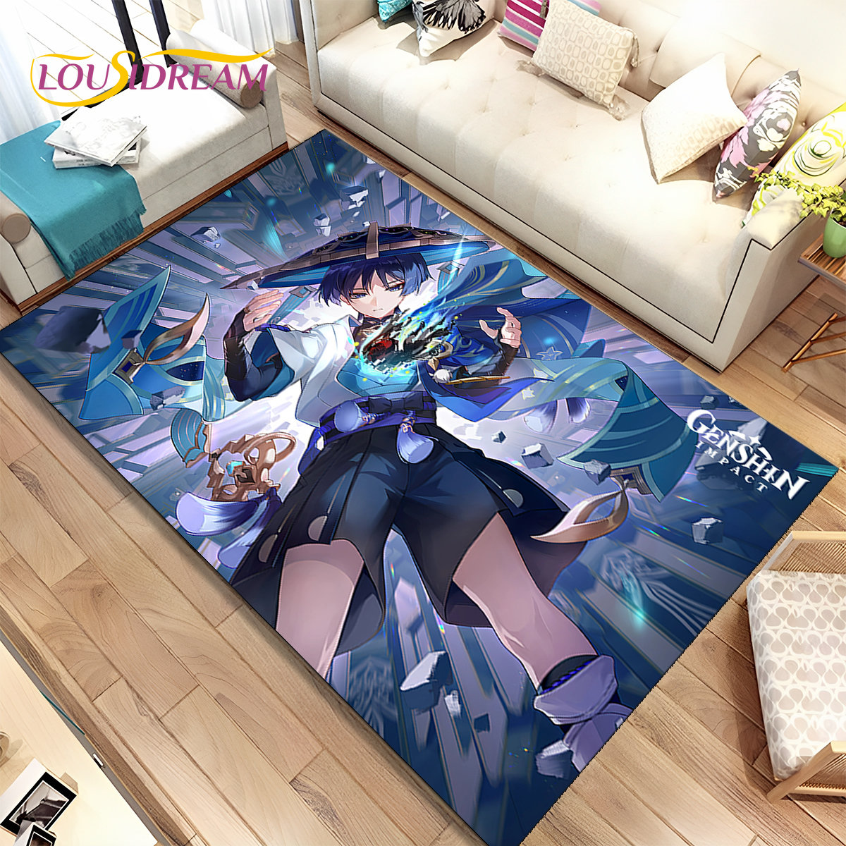 Kids Outdoor Flooring - Genshin impacto cartoon jogo área tapete,
