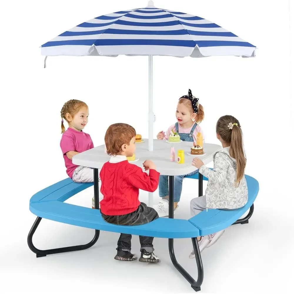 Kids Outdoor Bench Table - Mesa de Piquenique para 8 Crianças