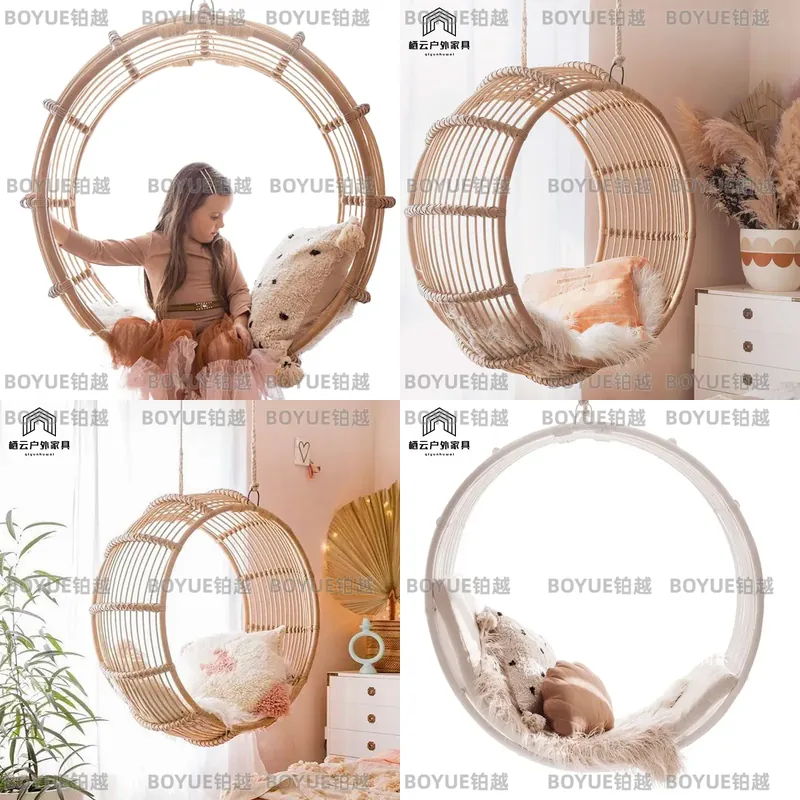 Kids Outdoor Hammock Chair - Cadeira de Balanço de Rattan para