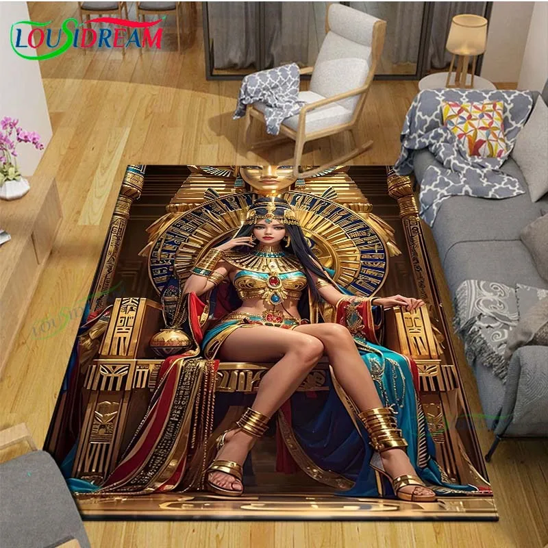 Kids Outdoor Yoga - Egyptian Pharaoh Goddess-Tapetes impressos runas, Tapete