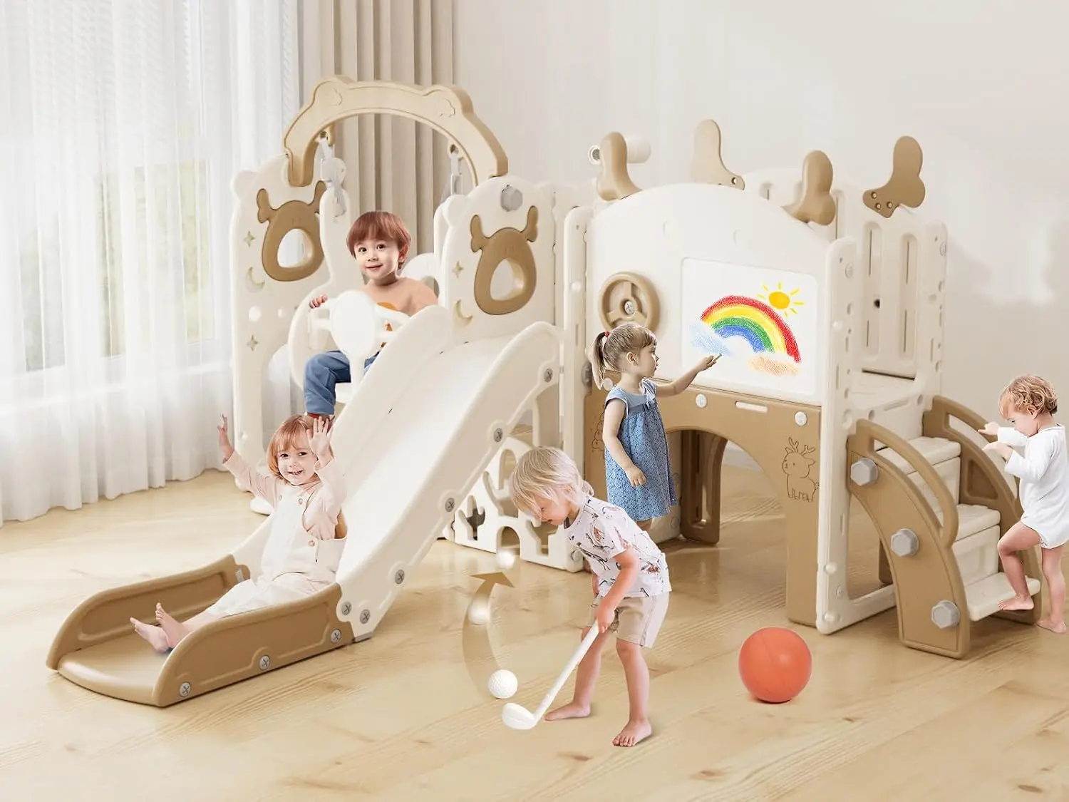 Kids Outdoor Swing Set With Slide - Conjunto de Escorregador e Balanço 13