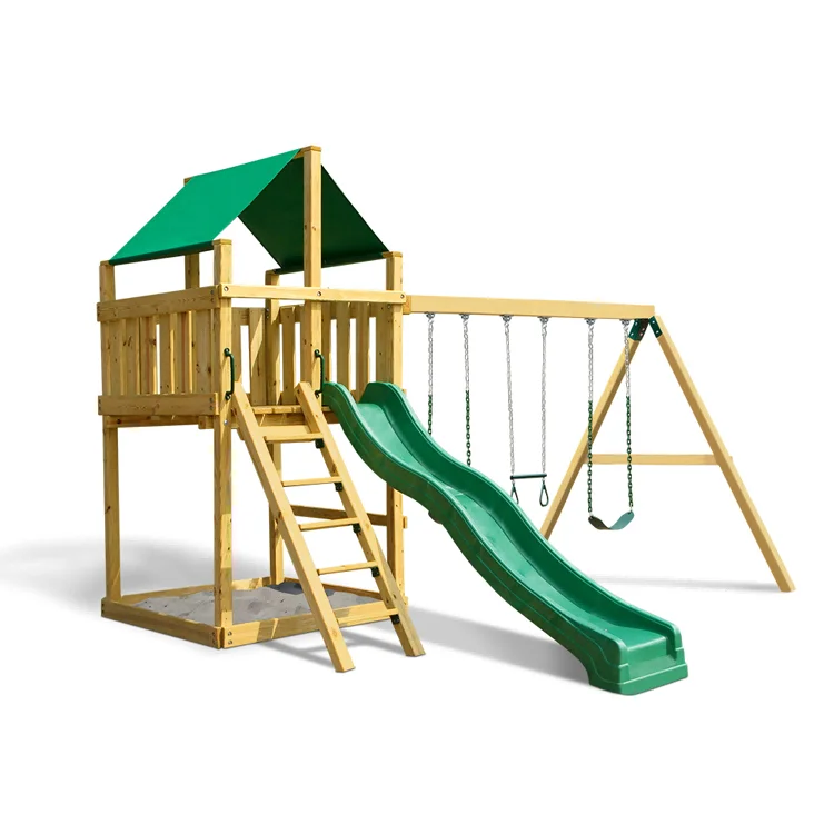 Kids Outdoor Swing Set With Slide - 2026 Conjunto de Escorregador e Balanço