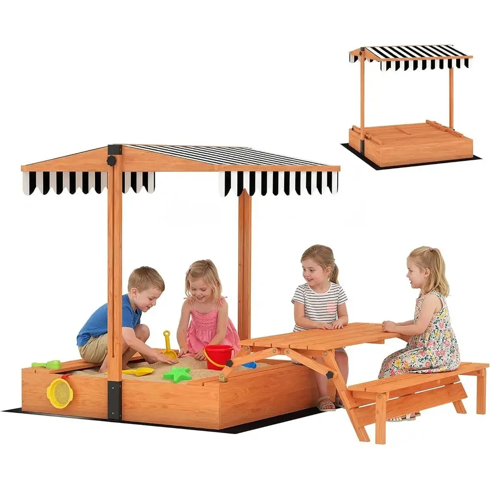 Kids Outdoor Bench Table - Caixa de Areia Infantil Qaba com