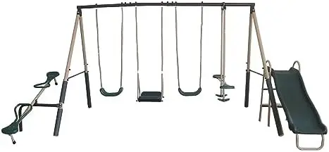 Kids Outdoor Swing Set With Slide - view Conjunto de Brincadeiras de Metal