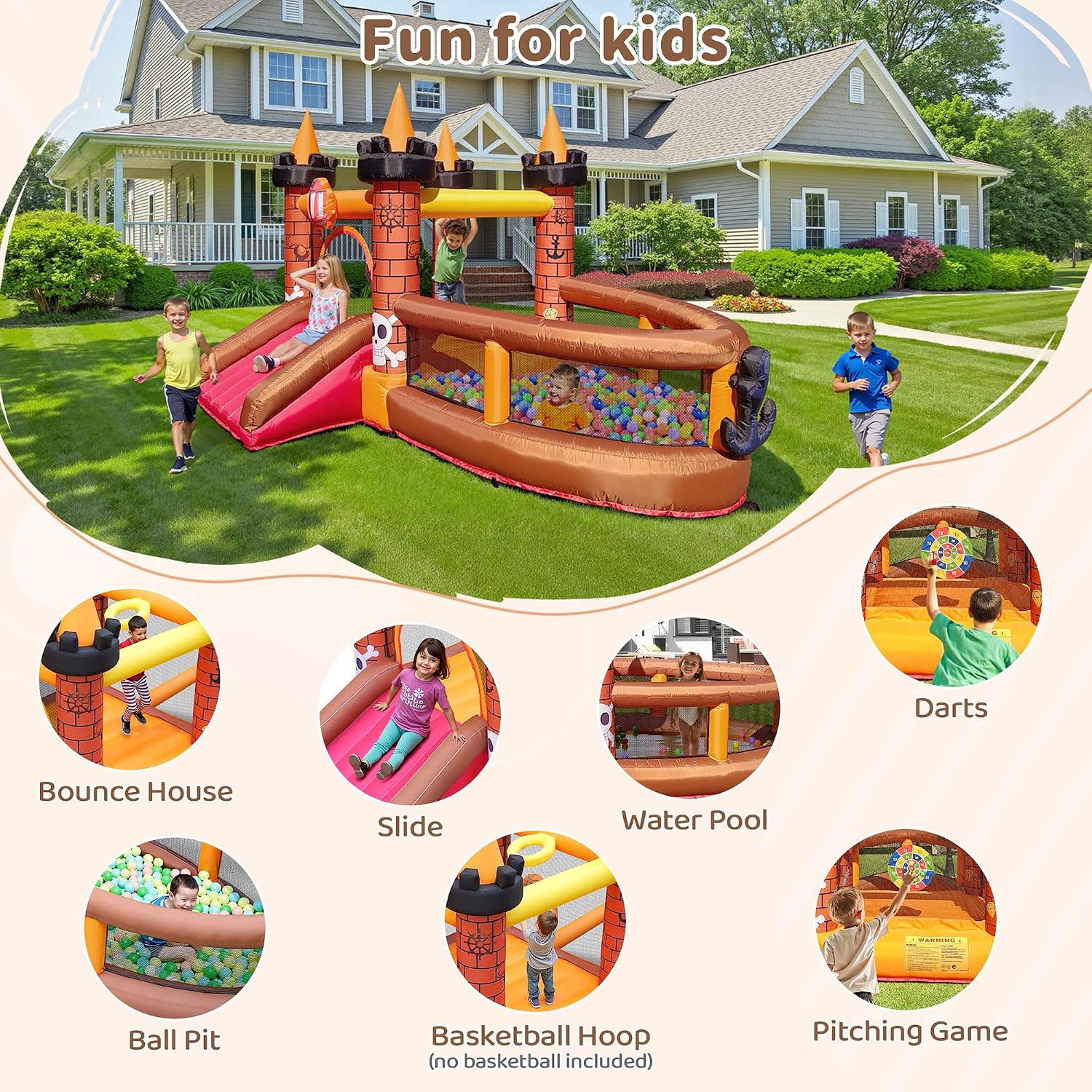 Castelo Inflável para Crianças - Kids Outdoor Jumping Castle avaliação e preço
