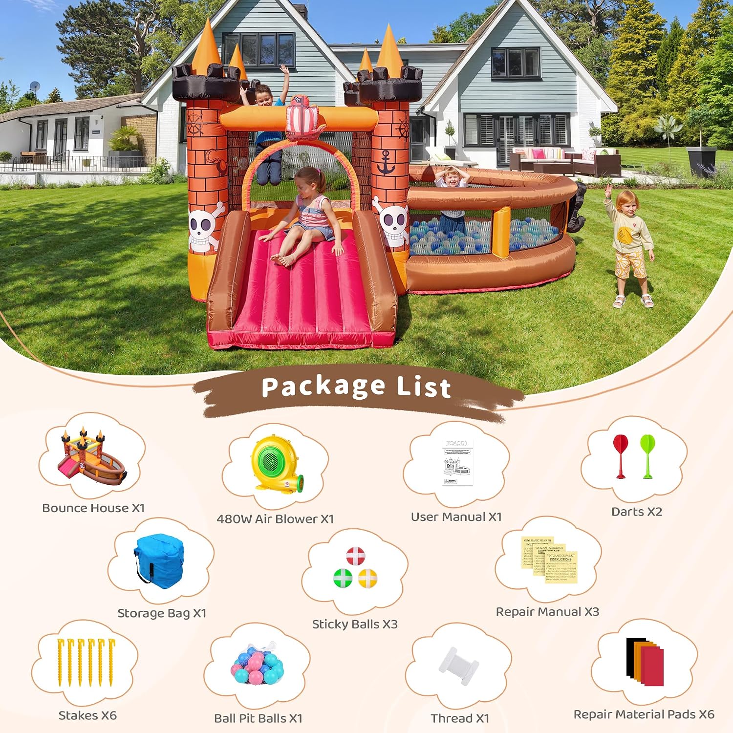 Castelo Inflável para Crianças - Kids Outdoor Jumping Castle avaliação e preço
