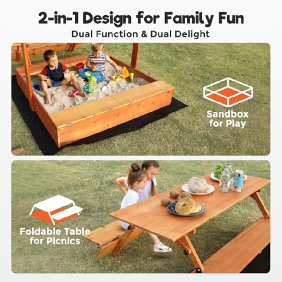 Caixa de areia de madeira para - Kids Outdoor Bench Table avaliação e preço