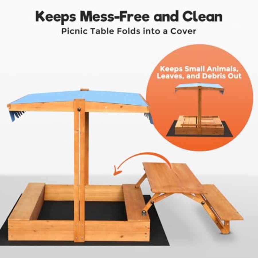 Caixa de areia de madeira para - Kids Outdoor Bench Table avaliação e preço