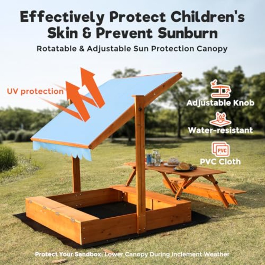 Caixa de areia de madeira para - Kids Outdoor Bench Table avaliação e preço
