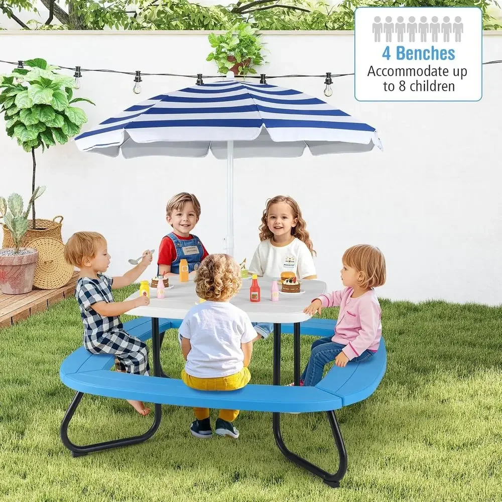 Mesa de Piquenique para 8 Cria - Kids Outdoor Bench Table avaliação e preço