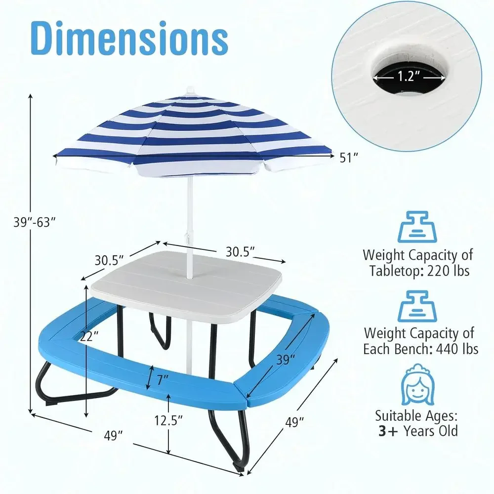 Mesa de Piquenique para 8 Cria - Kids Outdoor Bench Table avaliação e preço