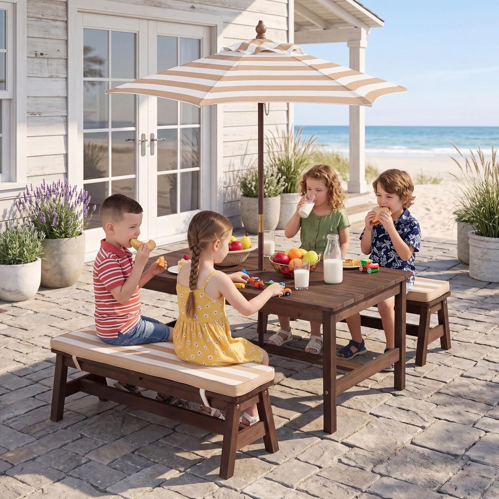 Mesa de piquenique infantil, t - Kids Outdoor Bench Table avaliação e preço
