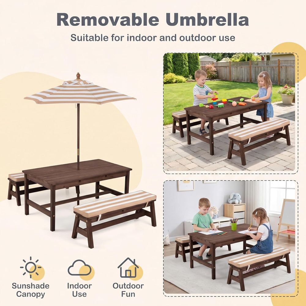 Mesa de piquenique infantil, t - Kids Outdoor Bench Table avaliação e preço