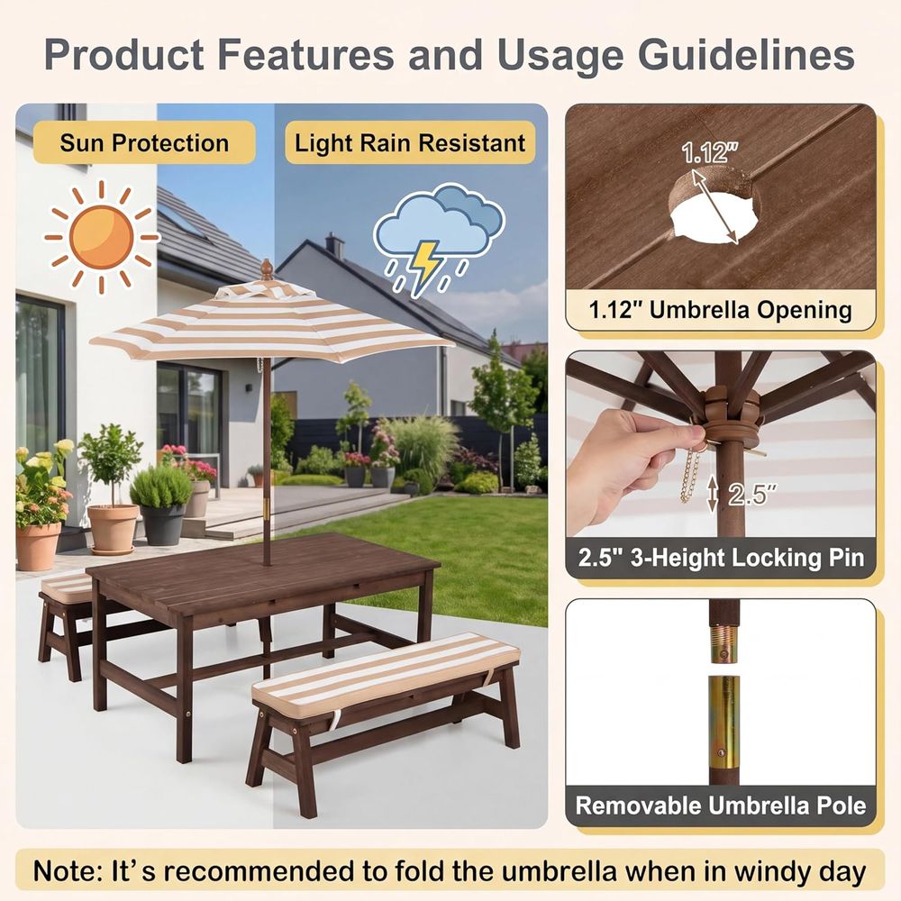 Mesa de piquenique infantil, t - Kids Outdoor Bench Table avaliação e preço