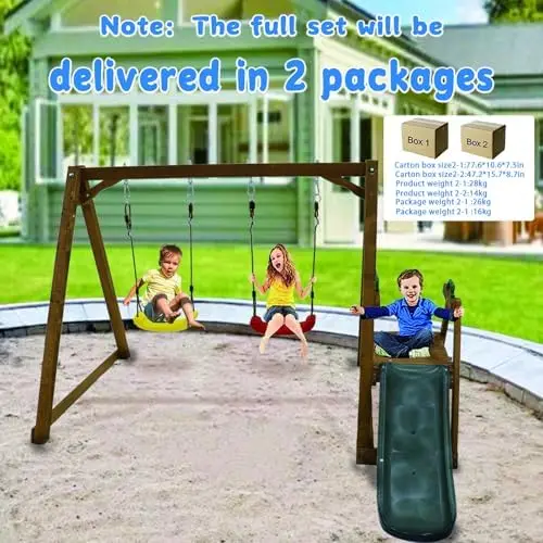 Conjunto de Balanço e Escorreg - Kids Outdoor Swing Set With Slide avaliação e preço