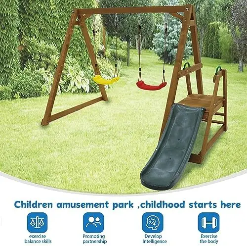 Conjunto de Balanço e Escorreg - Kids Outdoor Swing Set With Slide avaliação e preço