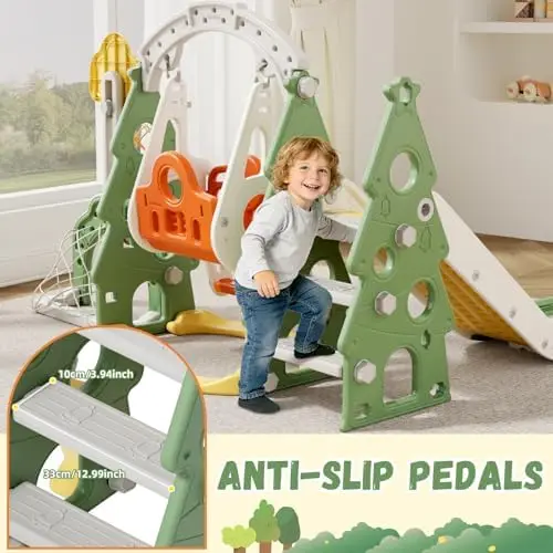 Conjunto de Escorregador e Bal - Kids Outdoor Swing Set With Slide avaliação e preço