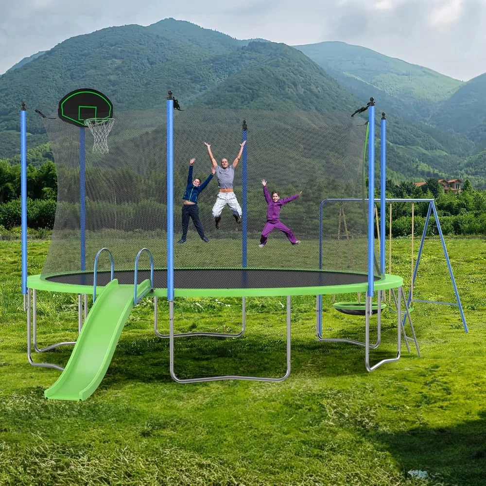 Conjunto de Trampolim de 12-14 - Kids Outdoor Swing Set With Slide avaliação e preço