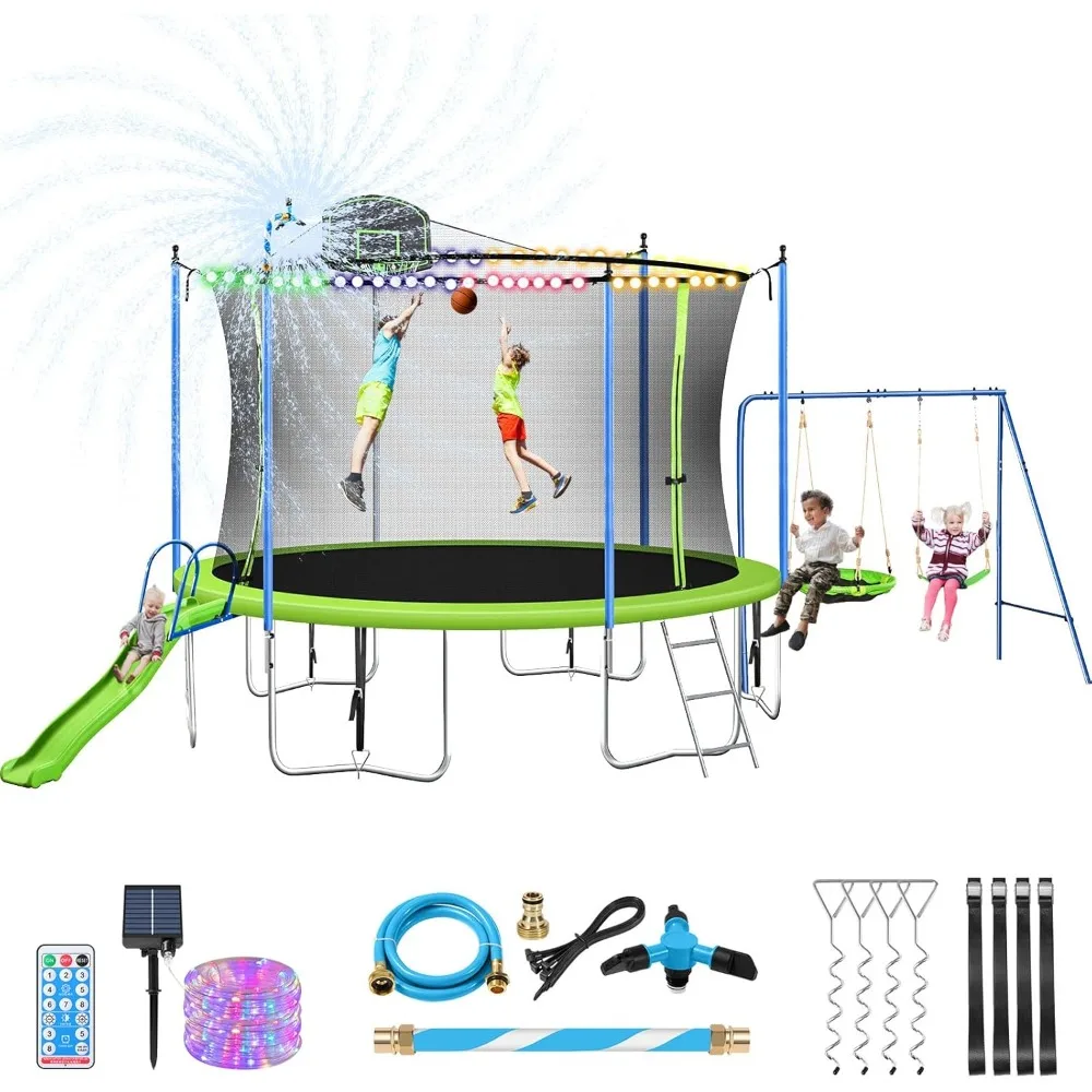 Conjunto de Trampolim de 12-14 - Kids Outdoor Swing Set With Slide avaliação e preço