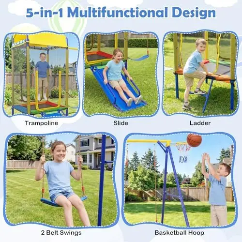 Conjunto de Balanço Infantil 5 - Kids Outdoor Swing Set With Slide avaliação e preço