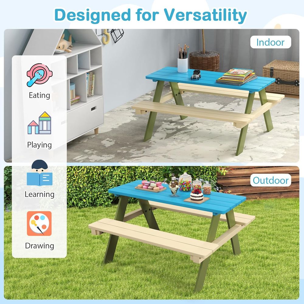 Mesa de Piquenique Infantil, M - Kids Outdoor Bench Table avaliação e preço