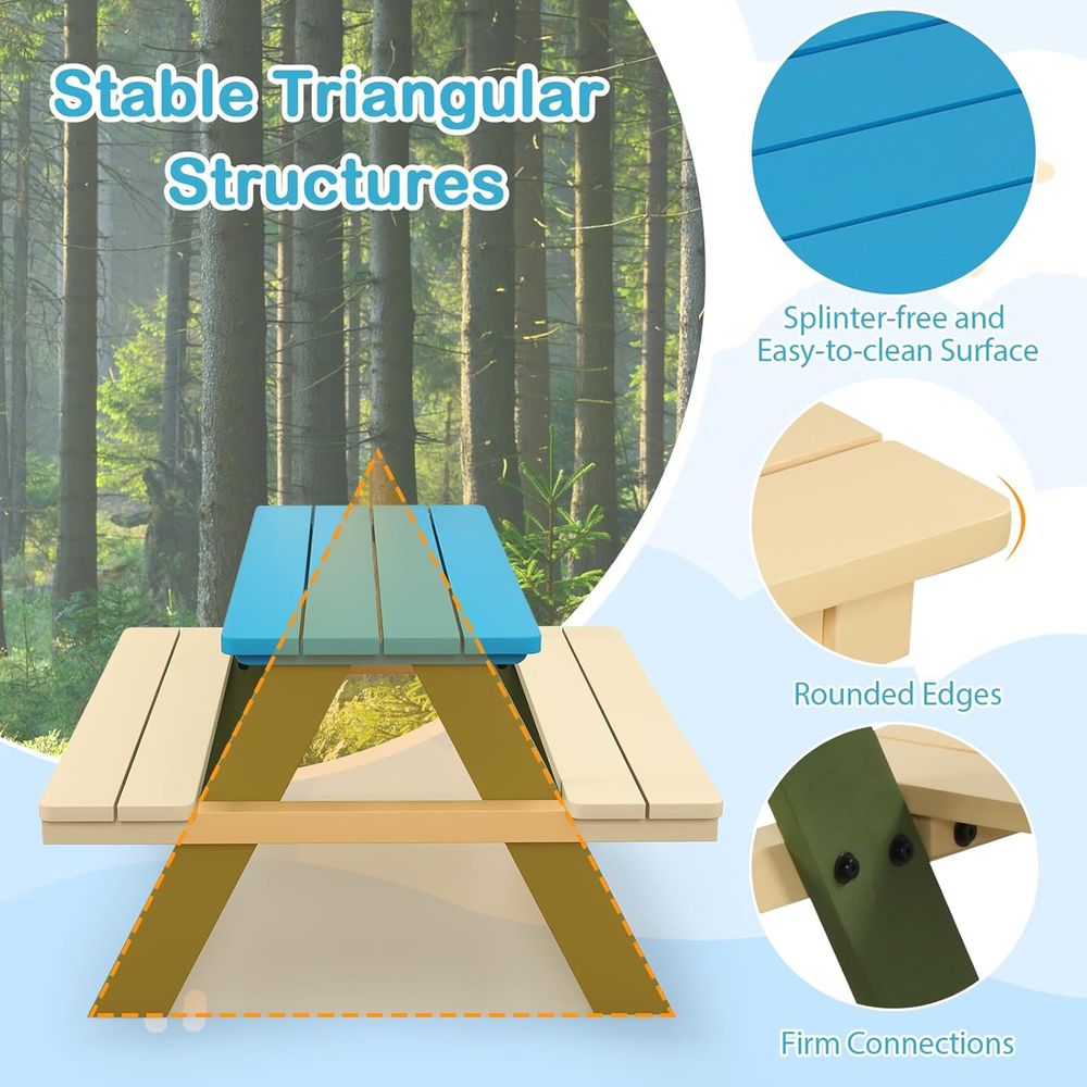 Mesa de Piquenique Infantil, M - Kids Outdoor Bench Table avaliação e preço