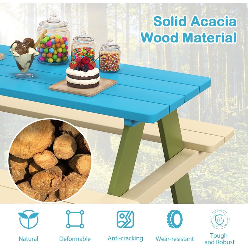 Mesa de Piquenique Infantil, M - Kids Outdoor Bench Table avaliação e preço
