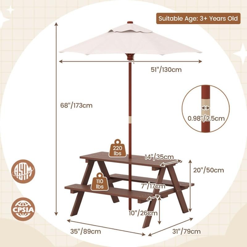 Conjunto de Mesa de Piquenique - Kids Outdoor Bench Table avaliação e preço