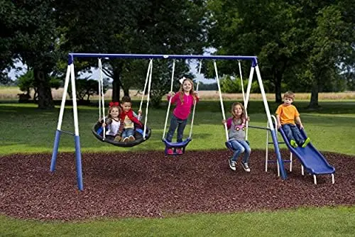 Mais Diversão com Balanços - C - Kids Outdoor Swing Set With Slide avaliação e preço